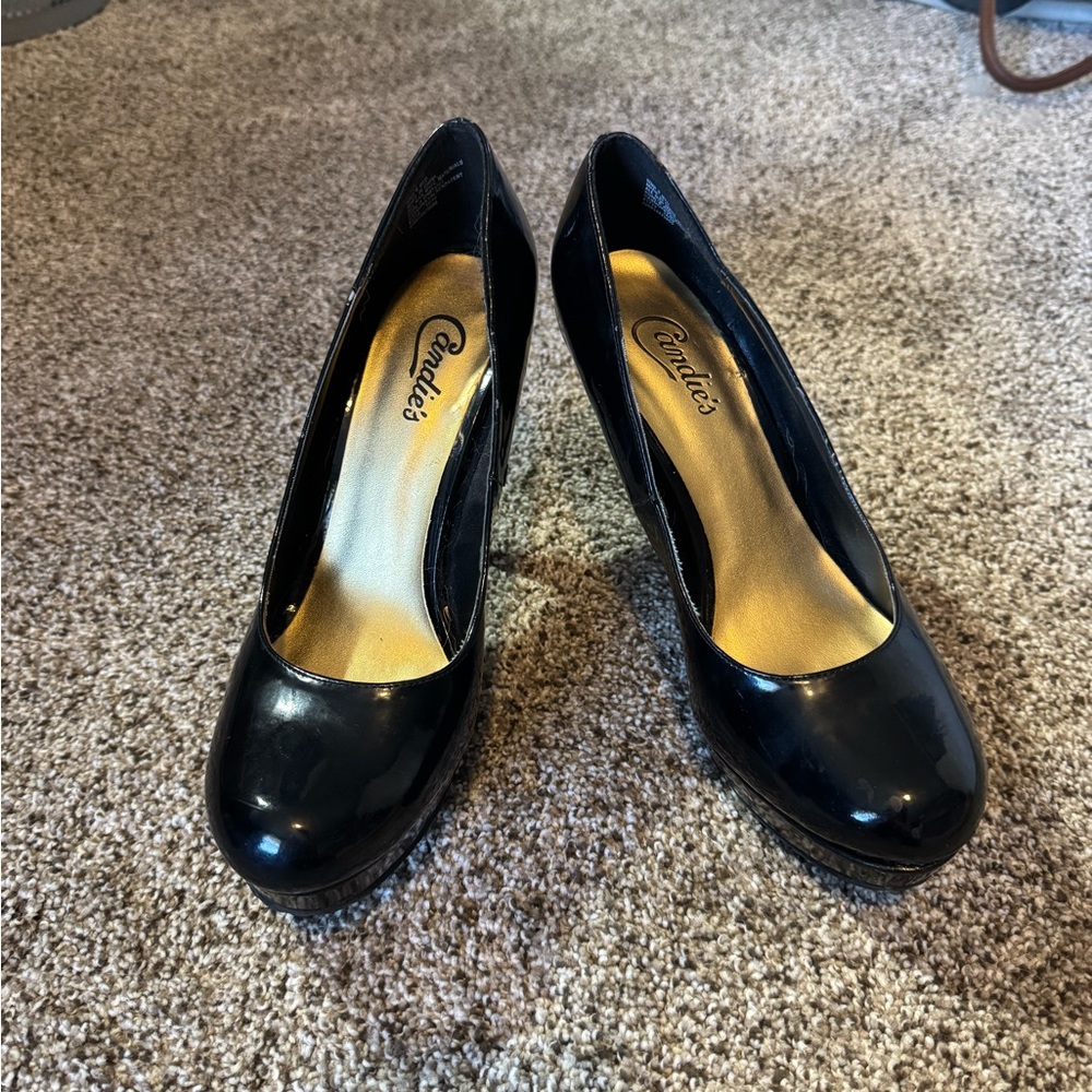 Candie's Black Patent Leather Platform Heels